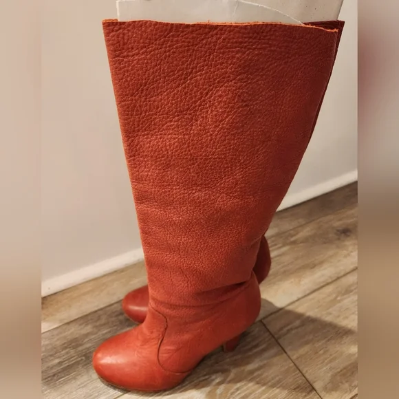 Aldo Red Leather Tall High Heeled Boots - Picture 3 of 6